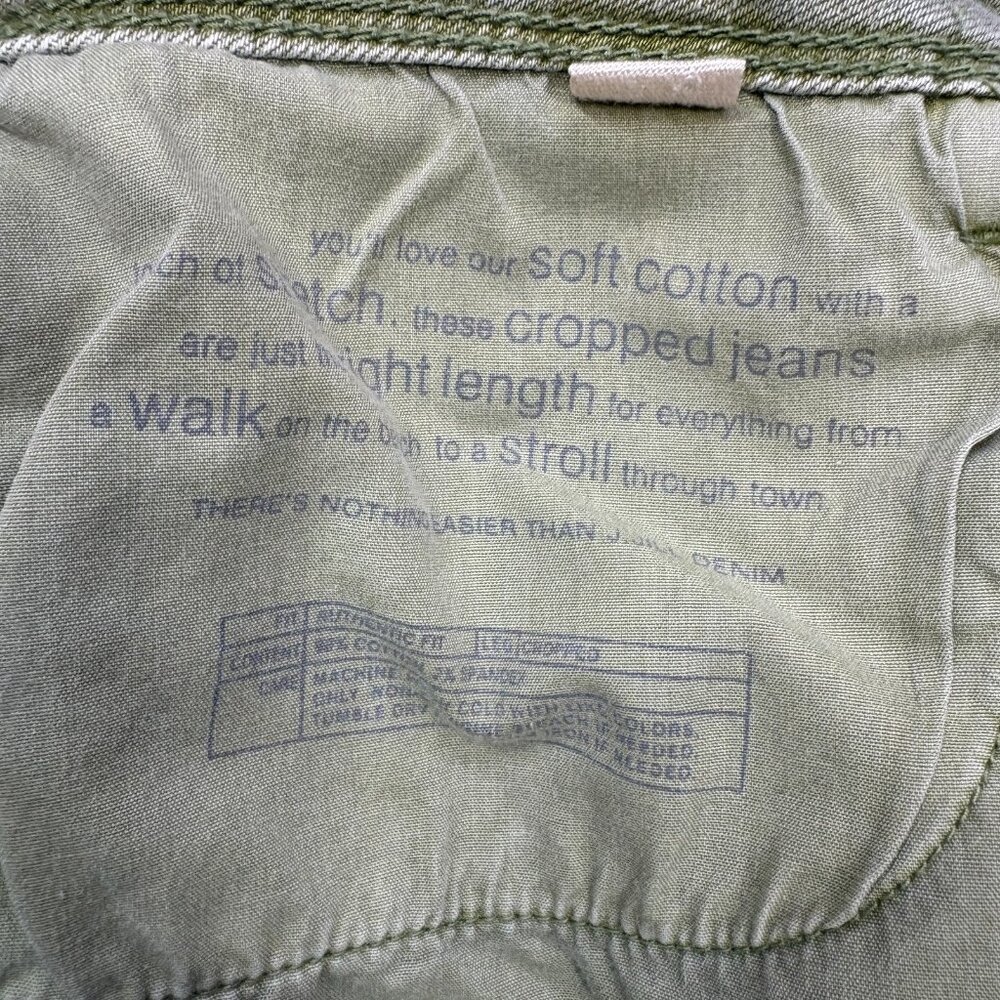 J Jill Cropped Straight Jeans Womens Olive Green Stretch Denim Frayed Hem SIze 6 - Picture 10 of 12